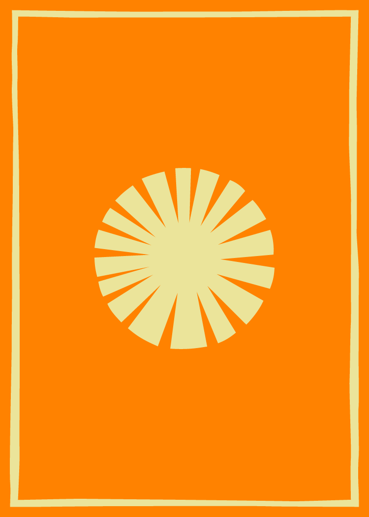 Card 18: Illustration of sun, cover of the playing cards deck