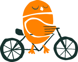 Ollie the Owl on bike ilustration